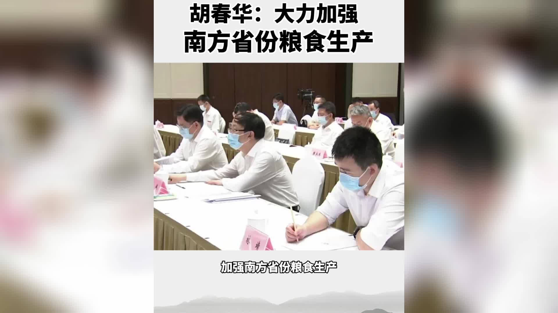 胡春华：大力加强南方省份粮食生产